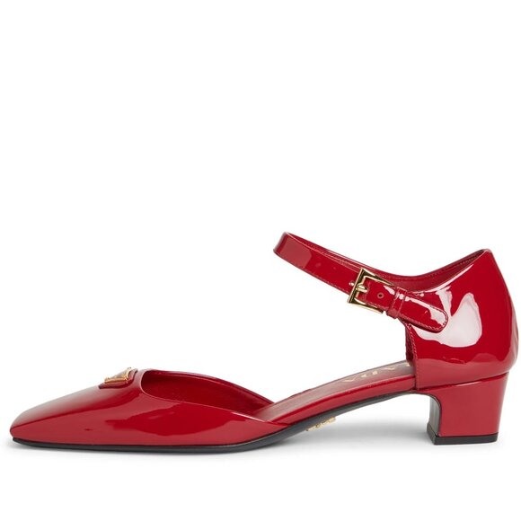 PRADA Modellerie Logo D'Orsay Square Toe Ankle Strap Mary Jane Pumps Heels - Picture 2 of 16